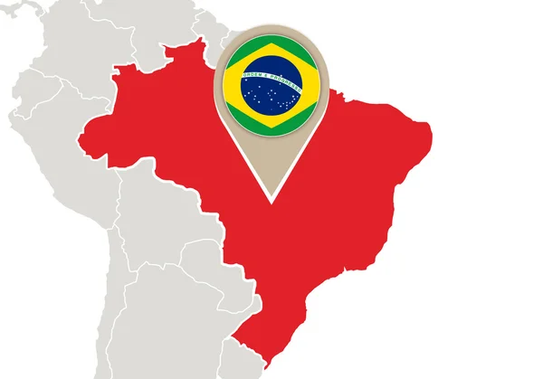 Brasil no mapa do mundo — Vetor de Stock