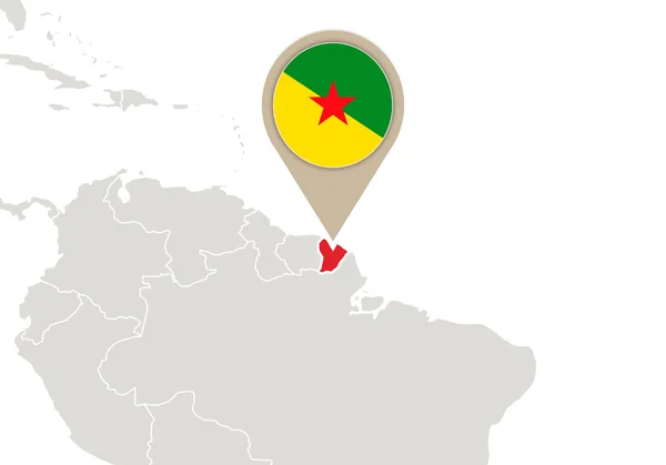 Guiana Francesa no mapa do mundo — Vetor de Stock