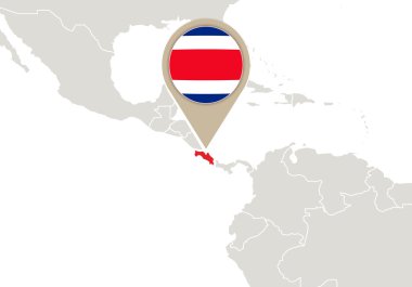 Kosta Rika dünya haritası üzerinde