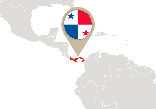 Panamá en el mapa del mundo — Archivo Imágenes Vectoriales