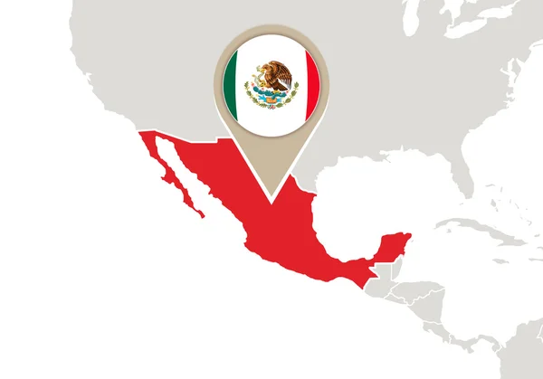 세계 지도에 멕시코 — 스톡 벡터