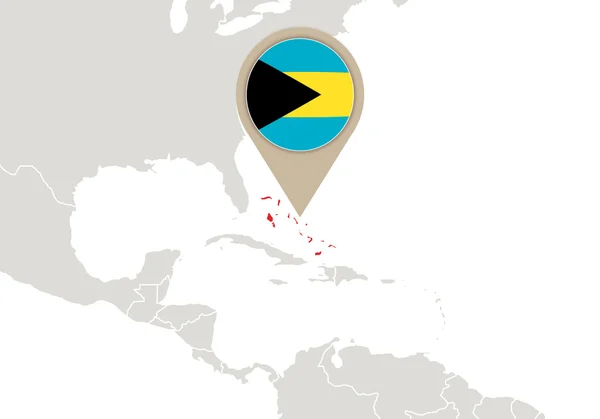 Bahamas en el mapa del mundo — Vector de stock