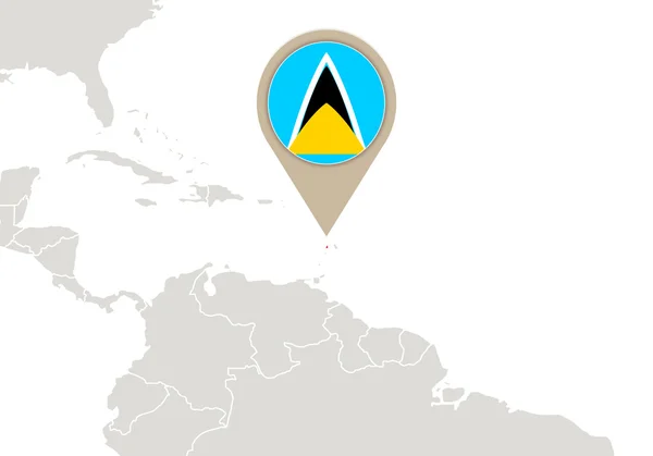 Santa Lucía en el mapa del mundo — Vector de stock