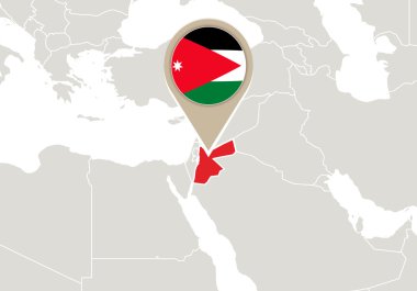 Jordan dünya haritası üzerinde