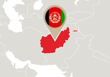Afganistan dünya haritası üzerinde