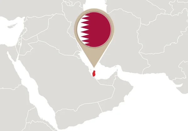 Qatar en el mapa del mundo — Archivo Imágenes Vectoriales