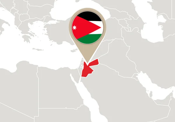 Jordânia no mapa do mundo — Vetor de Stock
