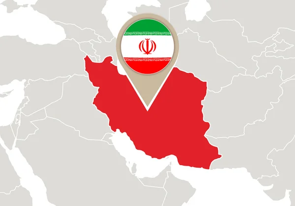 L'Iran sur la carte du monde — Image vectorielle