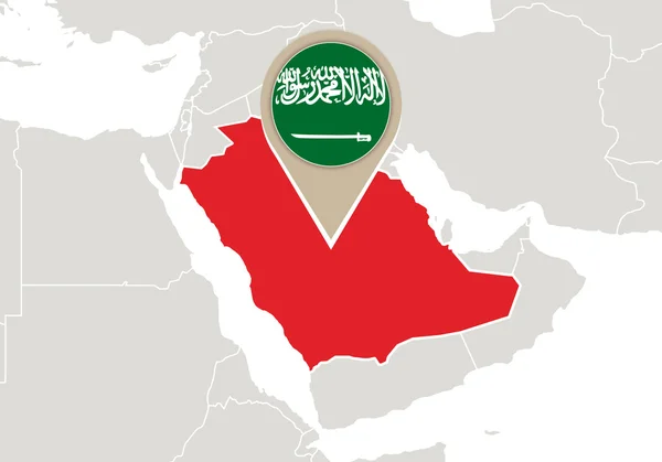 Arabia Saudita en el mapa del mundo — Archivo Imágenes Vectoriales