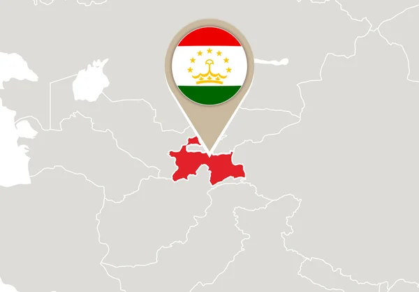 Tádžikistán na mapě světa — Stockový vektor