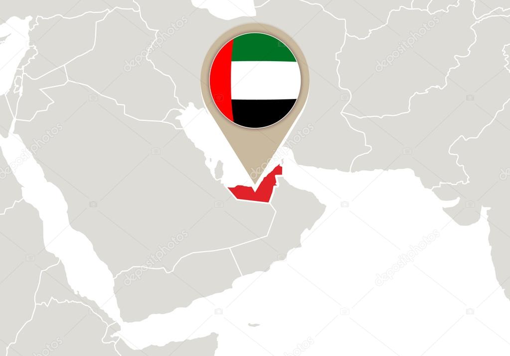 émirats Arabes Unis Sur La Carte Du Monde Image