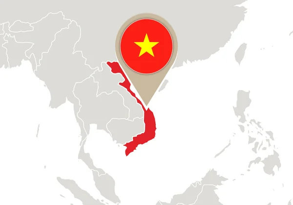 Vietnam pada peta dunia - Stok Vektor
