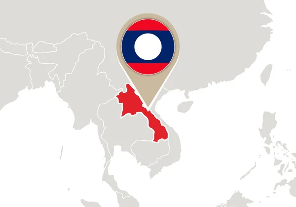 Laos no mapa do mundo —  Vetores de Stock