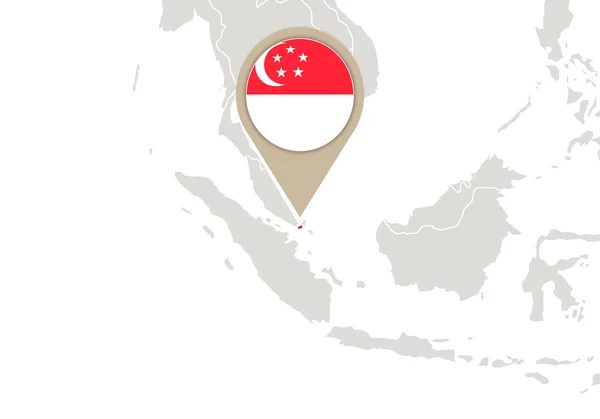 Singapura pada peta Dunia - Stok Vektor