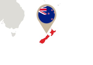 Yeni Zelanda dünya haritası üzerinde