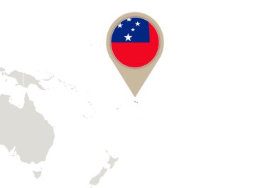 Dünya Haritası üzerinde Samoa