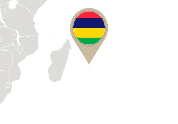 Maurício no mapa do mundo — Vetor de Stock