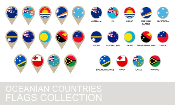 Oceania Countries Flags Collection — Stock Vector