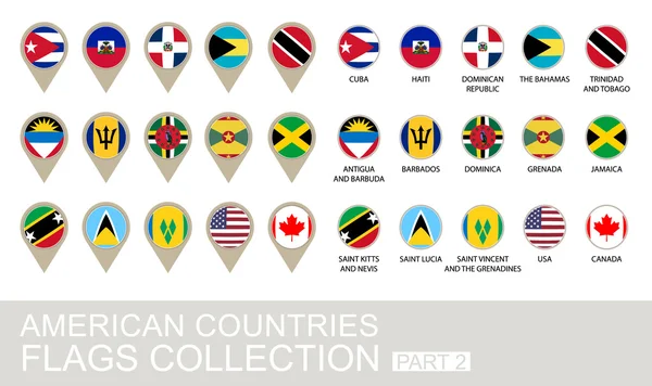 Amerikanska länder flaggor samling, del 2 — Stock vektor