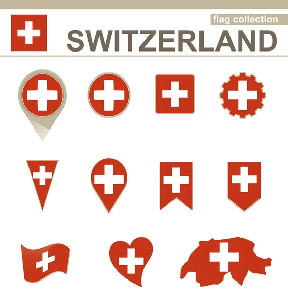 Schweiz flagga samling — Stock vektor