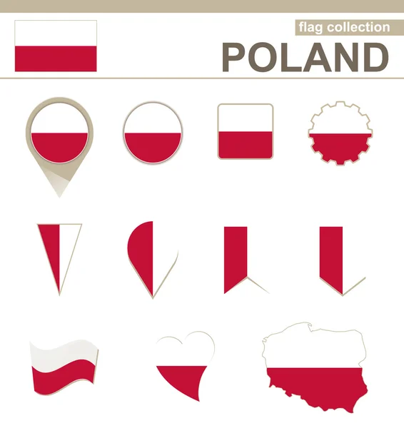 Coleção bandeira poland —  Vetores de Stock