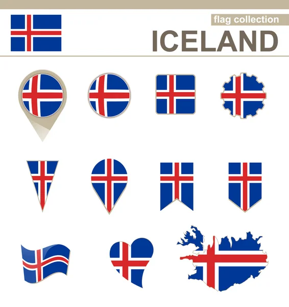 Islandia Bandera Colección — Vector de stock