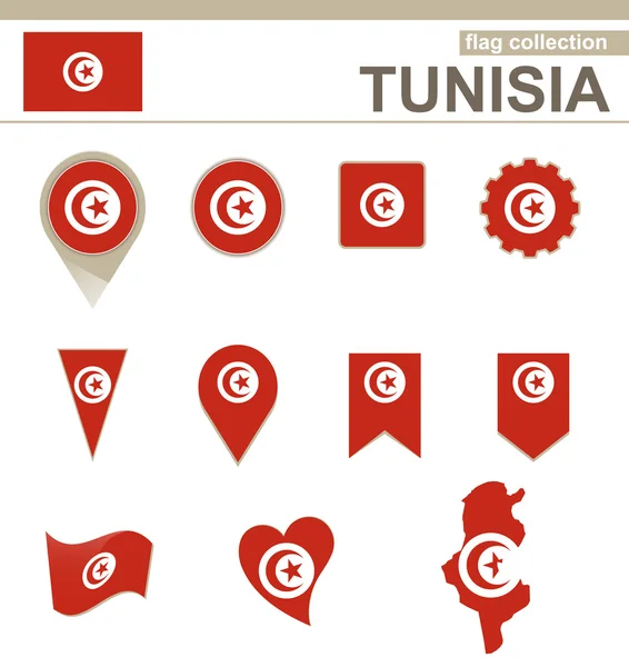 Tunisien flaggan insamling — Stock vektor