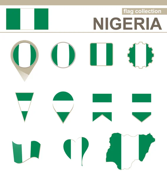Nigeria Colección Bandera — Vector de stock