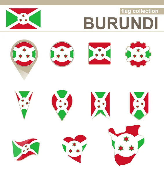Burundis flagga samling — Stock vektor