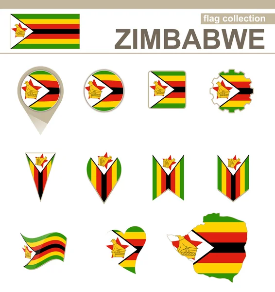 Zimbabwes flagga samling — Stock vektor