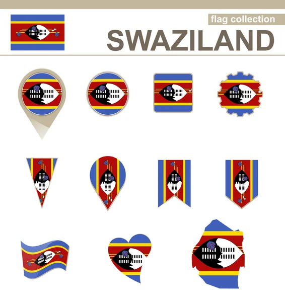 Svazijská vlajka Collection — Stockový vektor