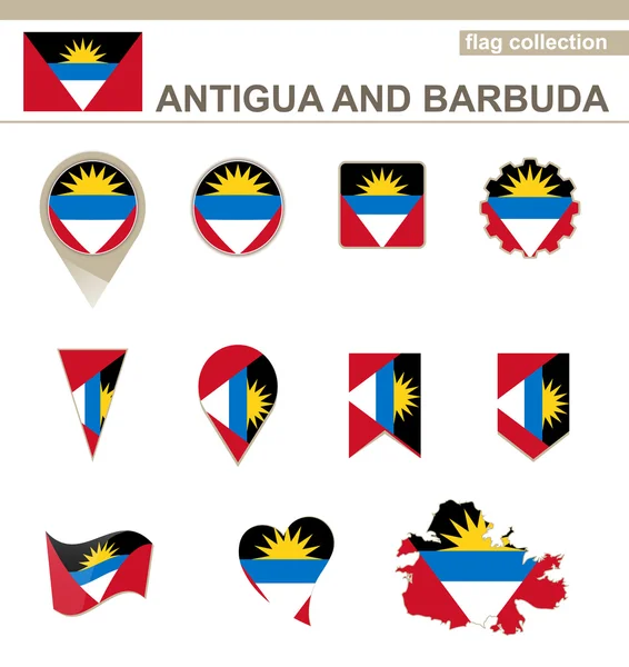 Antigua und Barbuda Flaggen Sammlung — Stockvektor