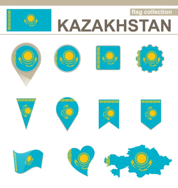 Kolekcja Flaga Kazachstanu — Wektor stockowy