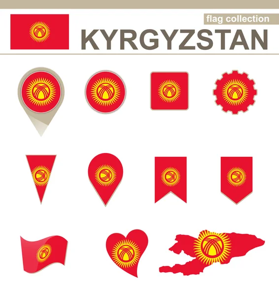 Collezione di bandiere del Kirghizistan — Vettoriale Stock