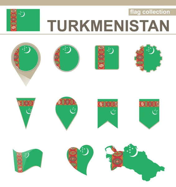 Colección de Bandera de Turkmenistán — Vector de stock