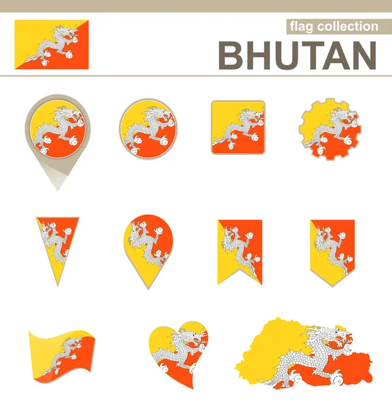 Bhutan flaggan insamling — Stock vektor