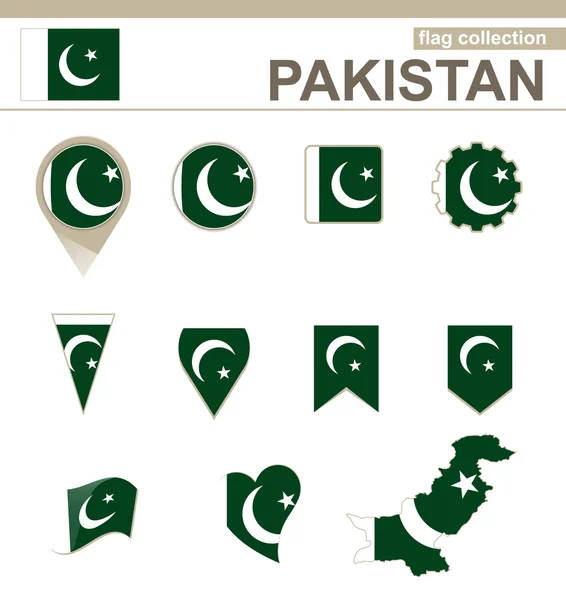 Pakistan bayrağı koleksiyonu — Stok Vektör