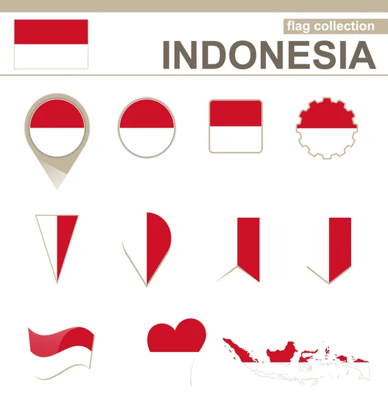 Indonesia Flag Collection — Stock Vector