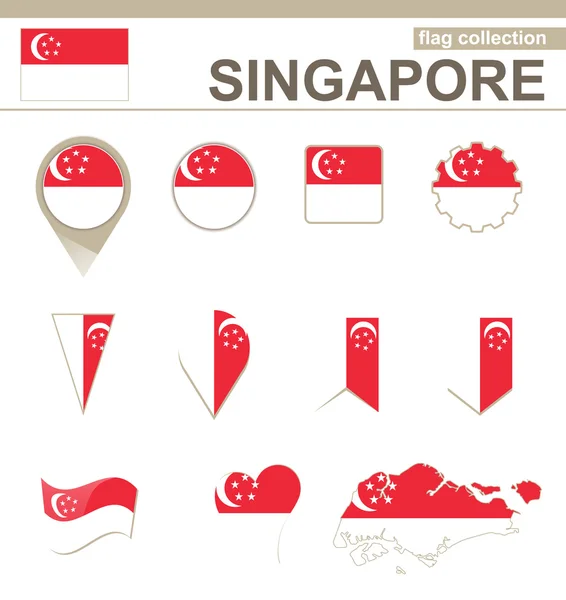 Singapore Flaggensammlung — Stockvektor