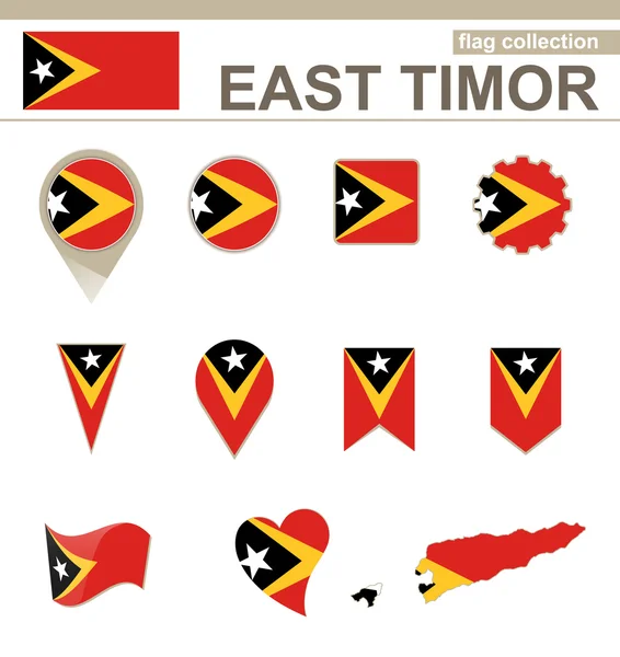 East Timor Flag Collection — Stock Vector