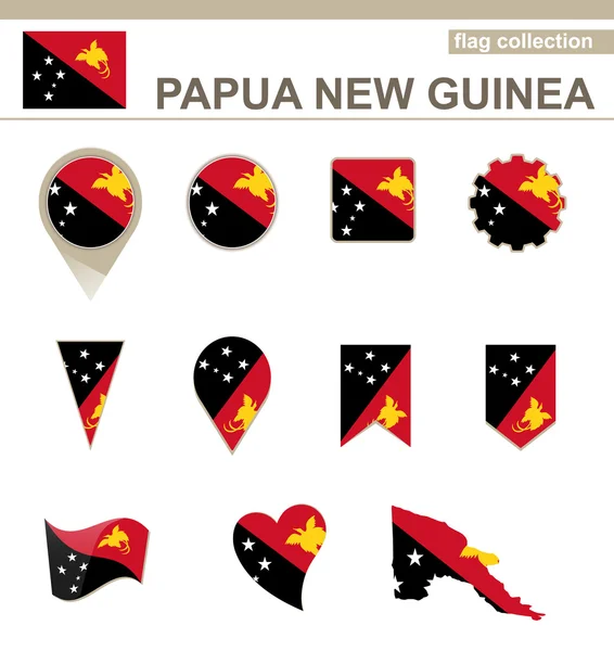 Colección Bandera de Papúa Nueva Guinea — Archivo Imágenes Vectoriales
