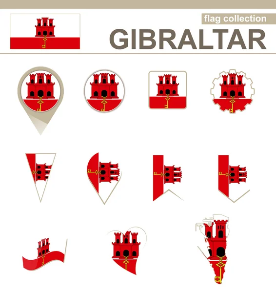 Gibraltar Flag Collection — Stock Vector