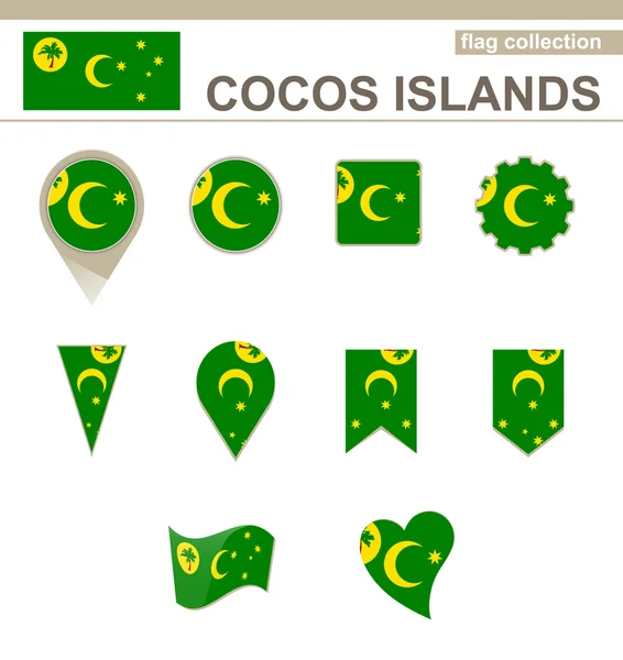 Fahnensammlung der Kokosinseln — Stockvektor