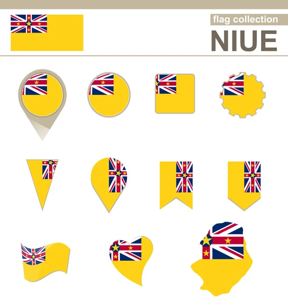 Niue coleção bandeira — Vetor de Stock