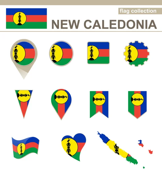 Nuova Caledonia Collezione Bandiera — Vettoriale Stock