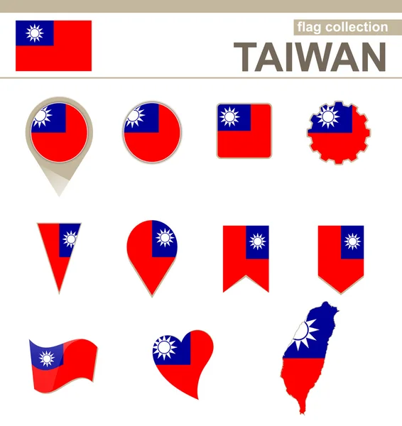 Coleção bandeira taiwan — Vetor de Stock