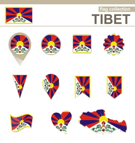 Tibet Flag Collection — Stock Vector