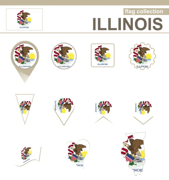 Illinois coleção bandeira — Vetor de Stock