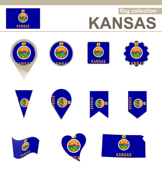 Coleção bandeira do Kansas — Vetor de Stock