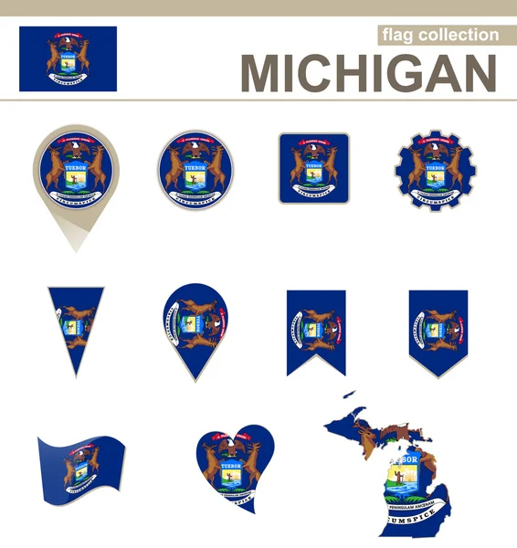 Coleção de bandeira de Michigan — Vetor de Stock